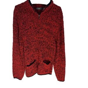 Vtg Granny‎ Gitano Women M Cozy Lounge Red Knit Sweater